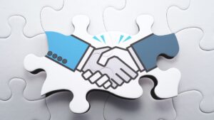 Partnership hand shake for protecting trade members